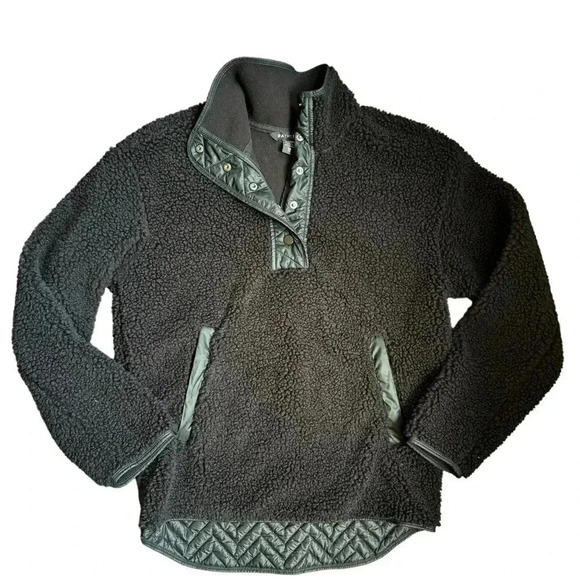 Athleta Tops Athleta Cozy Sherpa Snap Sweatshirt Black Size XS Pockets - Picture 3 of 12